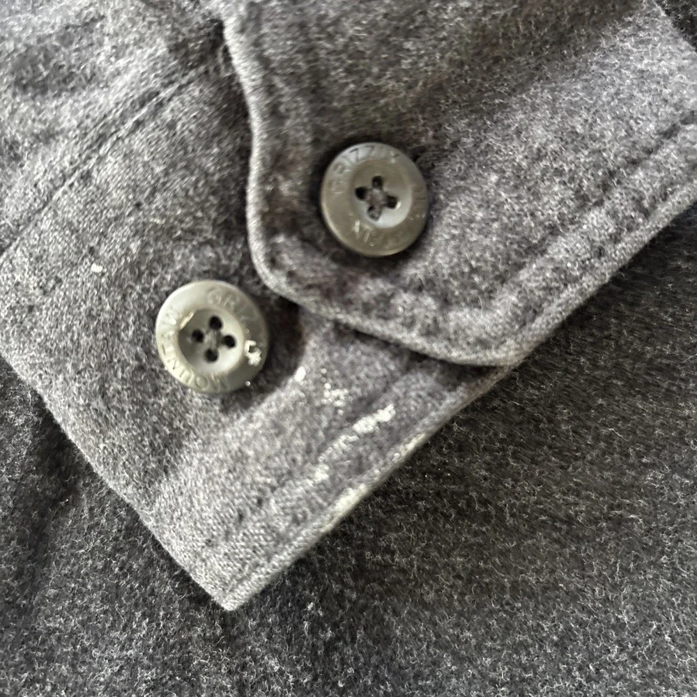 Grizzly Mountain Men's large gray Chamois Flannel GRAY Button Front‎ Shirt